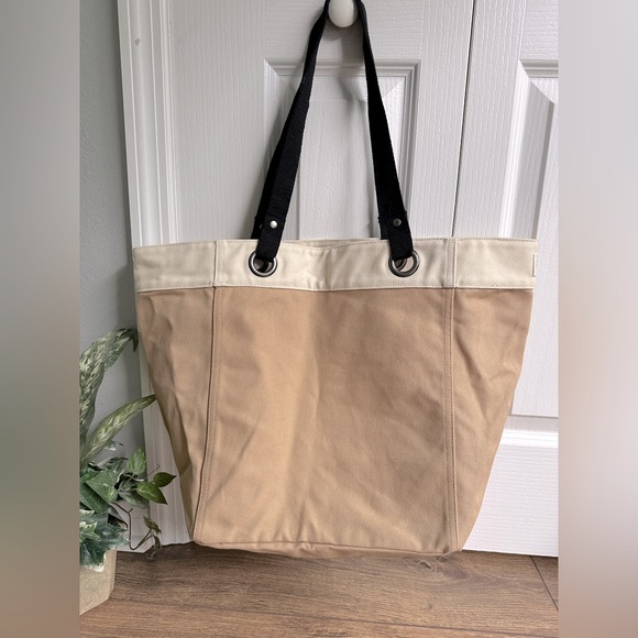 Thirty-One Tan & Cream Canvas Tote Bag - Earth Tone Bag, Letter D Tote Bag - Picture 2 of 8